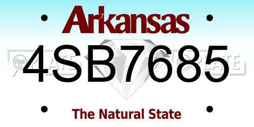 4SB7685 Arkansas License Plate