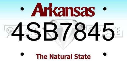 4SB7845 Arkansas License Plate