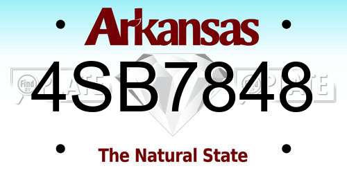 4SB7848 Arkansas License Plate