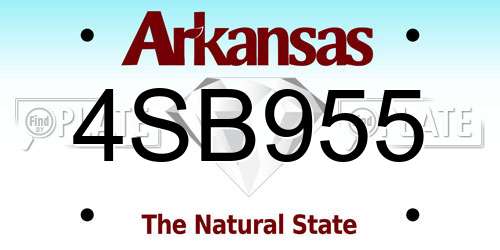 4SB955 Arkansas License Plate