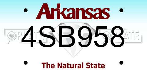 4SB958 Arkansas License Plate