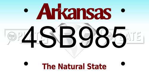 4SB985 Arkansas License Plate