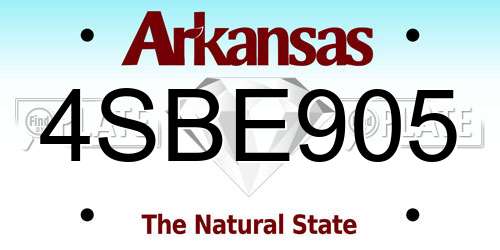 4SBE905 Arkansas License Plate