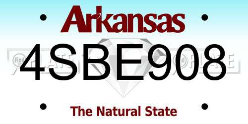 4SBE908 Arkansas License Plate
