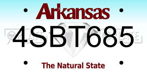 4SBT685 Arkansas License Plate