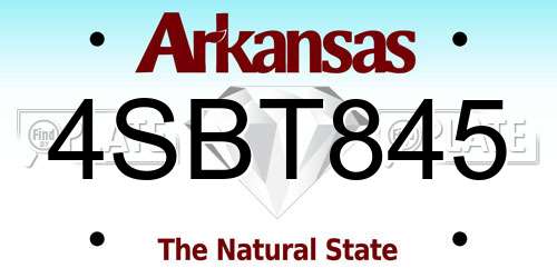 4SBT845 Arkansas License Plate