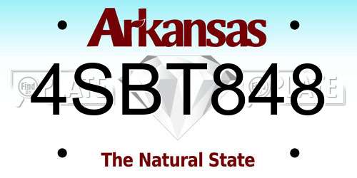 4SBT848 Arkansas License Plate