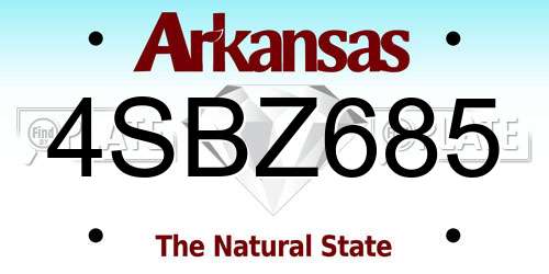 4SBZ685 Arkansas License Plate