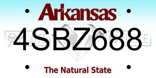 4SBZ688 Arkansas License Plate