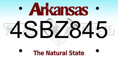 4SBZ845 Arkansas License Plate