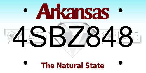 4SBZ848 Arkansas License Plate
