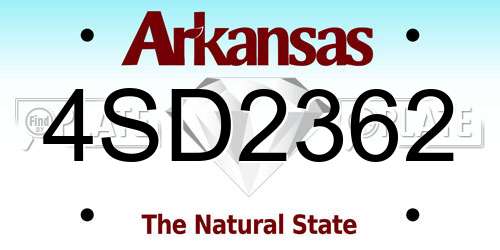 4SD2362 Arkansas License Plate