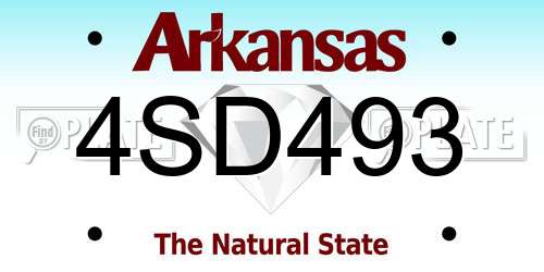 4SD493 Arkansas License Plate