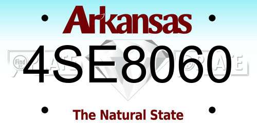 4SE8060 Arkansas License Plate