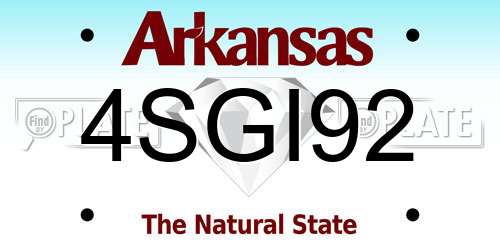 4SGI92 Arkansas License Plate