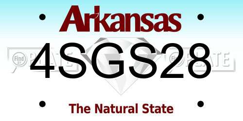 4SGS28 Arkansas License Plate