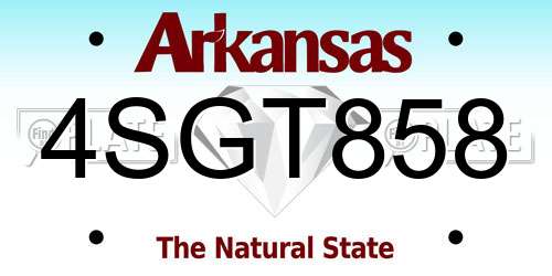 4SGT858 Arkansas License Plate