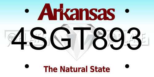 4SGT893 Arkansas License Plate