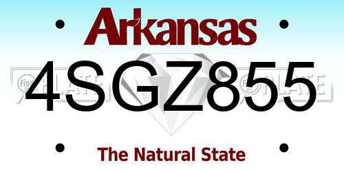 4SGZ855 Arkansas License Plate