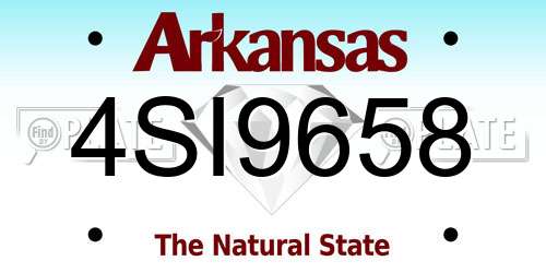 4SI9658 Arkansas License Plate