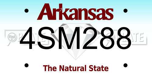 4SM288 Arkansas License Plate