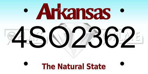 4SO2362 Arkansas License Plate