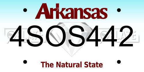 4SOS442 Arkansas License Plate