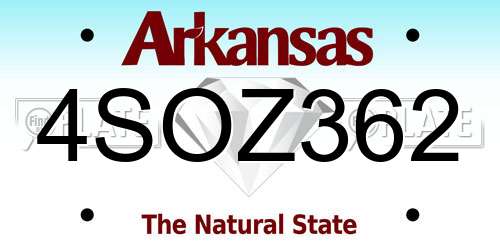 4SOZ362 Arkansas License Plate
