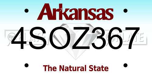 4SOZ367 Arkansas License Plate