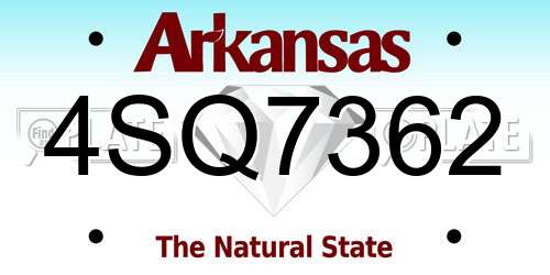 4SQ7362 Arkansas License Plate