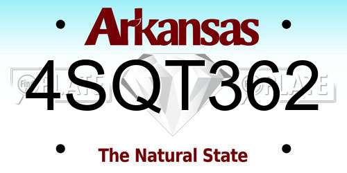 4SQT362 Arkansas License Plate