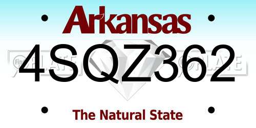 4SQZ362 Arkansas License Plate