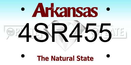 4SR455 Arkansas License Plate