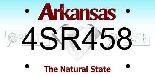 4SR458 Arkansas License Plate