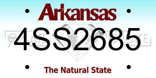 4SS2685 Arkansas License Plate