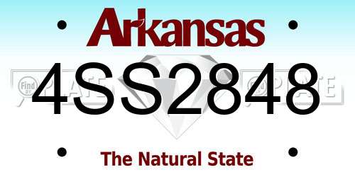 4SS2848 Arkansas License Plate