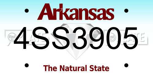 4SS3905 Arkansas License Plate