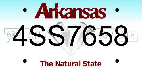 4SS7658 Arkansas License Plate