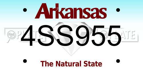 4SS955 Arkansas License Plate