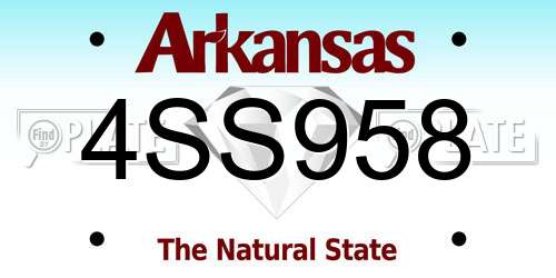 4SS958 Arkansas License Plate