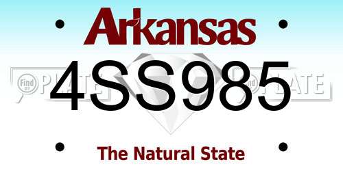 4SS985 Arkansas License Plate