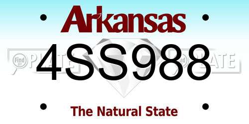 4SS988 Arkansas License Plate