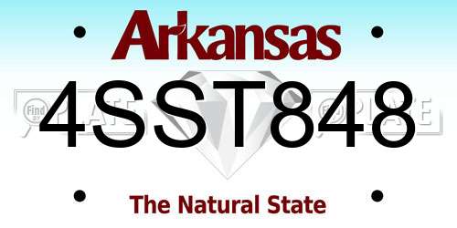 4SST848 Arkansas License Plate