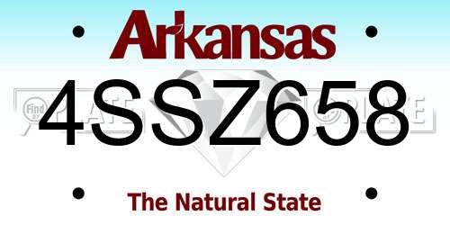 4SSZ658 Arkansas License Plate