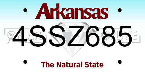 4SSZ685 Arkansas License Plate
