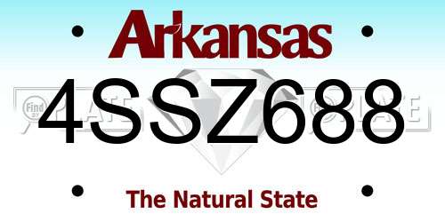 4SSZ688 Arkansas License Plate