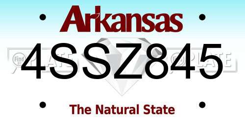 4SSZ845 Arkansas License Plate