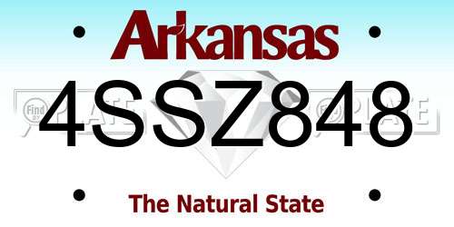 4SSZ848 Arkansas License Plate
