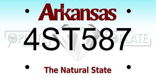 4ST587 Arkansas License Plate