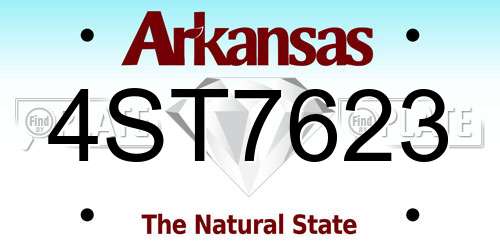 4ST7623 Arkansas License Plate